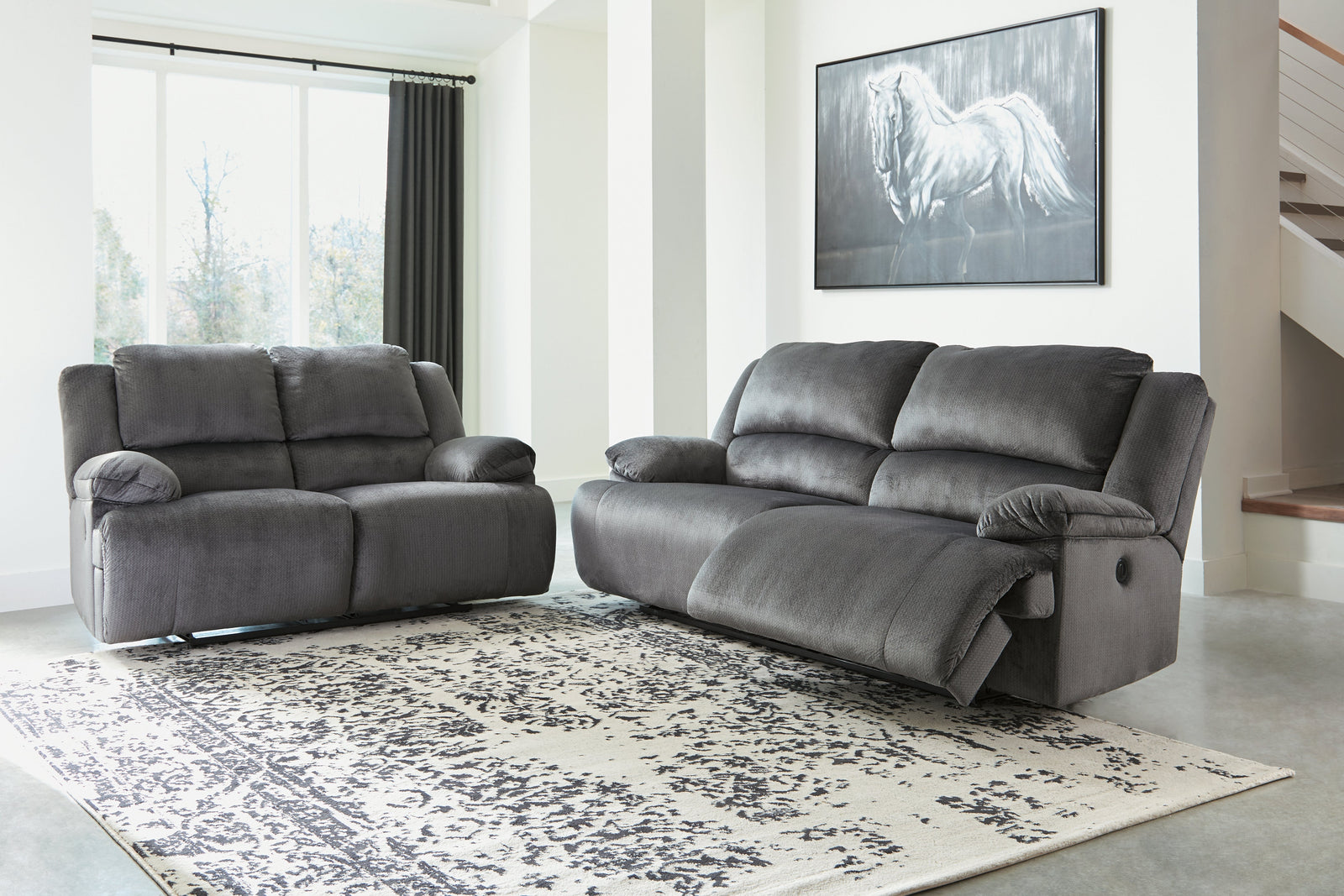 Clonmel Charcoal Sofa And Loveseat