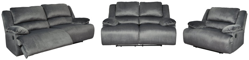 Clonmel Charcoal Sofa Loveseat And Recliner