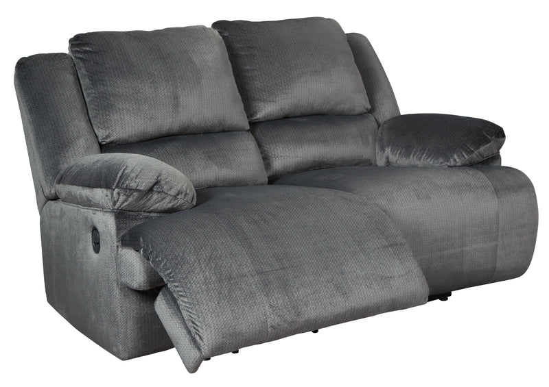 Clonmel Charcoal Velvet Reclining Loveseat