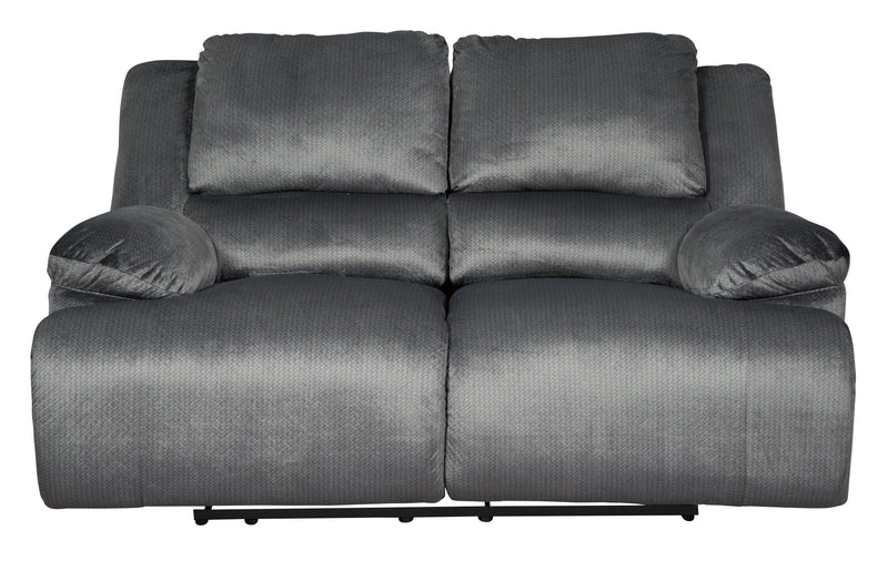 Clonmel Charcoal Velvet Reclining Loveseat