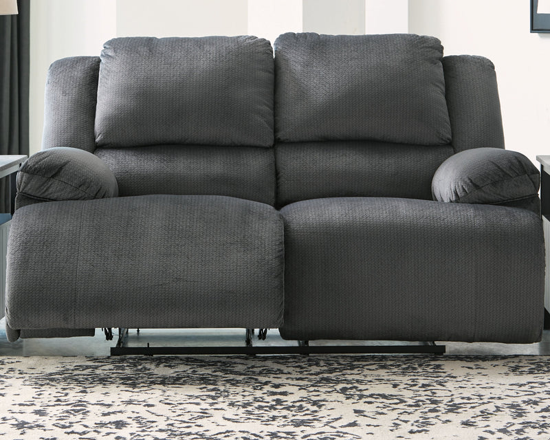 Clonmel Charcoal Velvet Reclining Loveseat