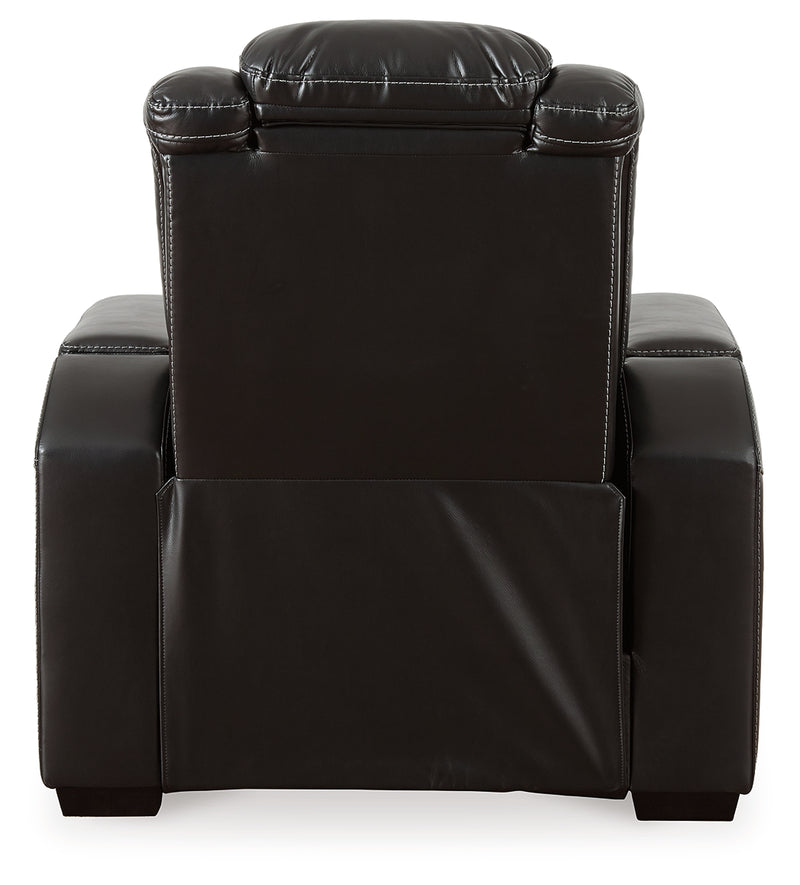 Party Time Midnight Faux Leather Power Recliner