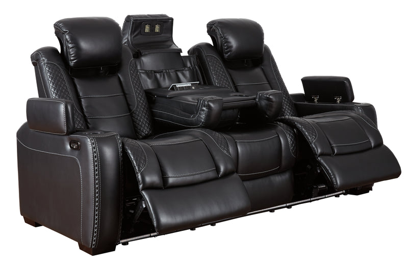 Party Time Midnight Faux Leather Power Reclining Sofa