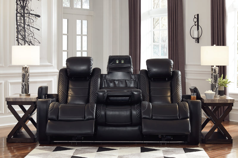 Party Time Midnight Faux Leather Power Reclining Sofa