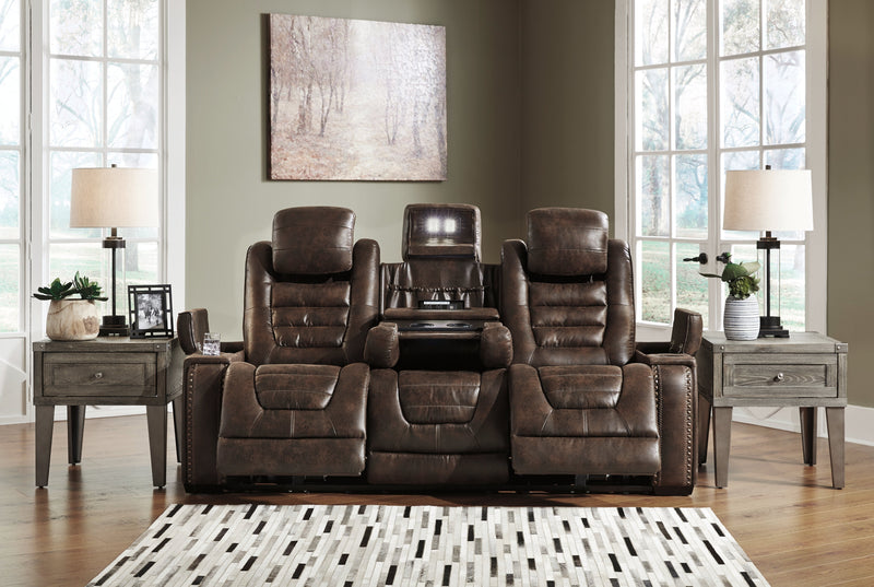 Game Zone Bark Faux Leather Power Reclining Sofa