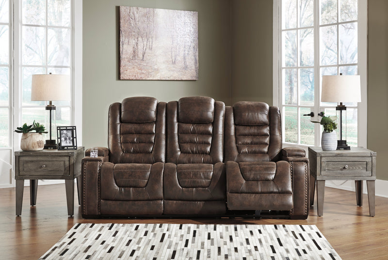 Game Zone Bark Faux Leather Power Reclining Sofa