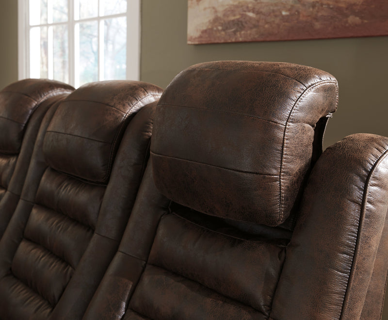 Game Zone Bark Faux Leather Power Reclining Sofa