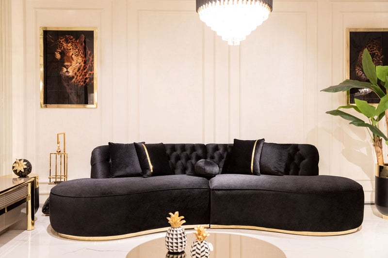 Sophia Black Velvet Curved Sectional