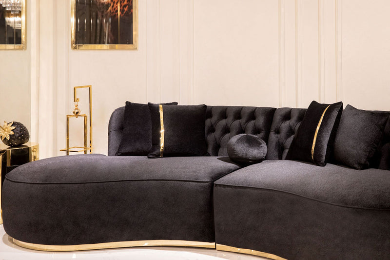 Sophia Black Velvet Curved Sectional