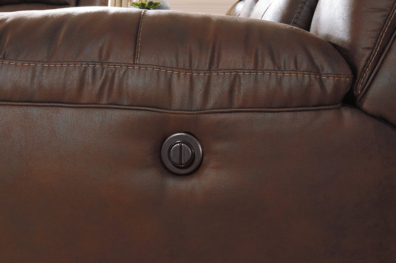 Stoneland Chocolate Faux Leather Power Reclining Sofa