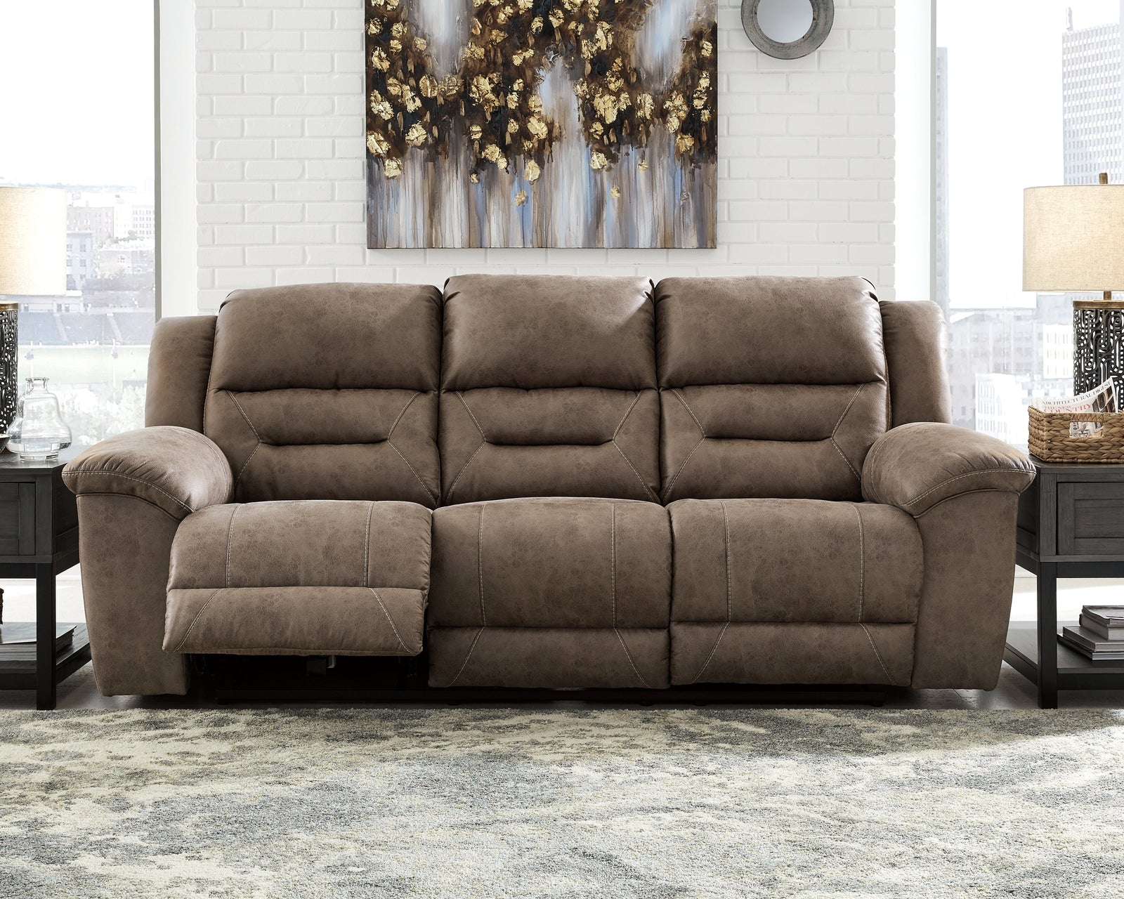 Stoneland Fossil Faux Leather Power Reclining Sofa