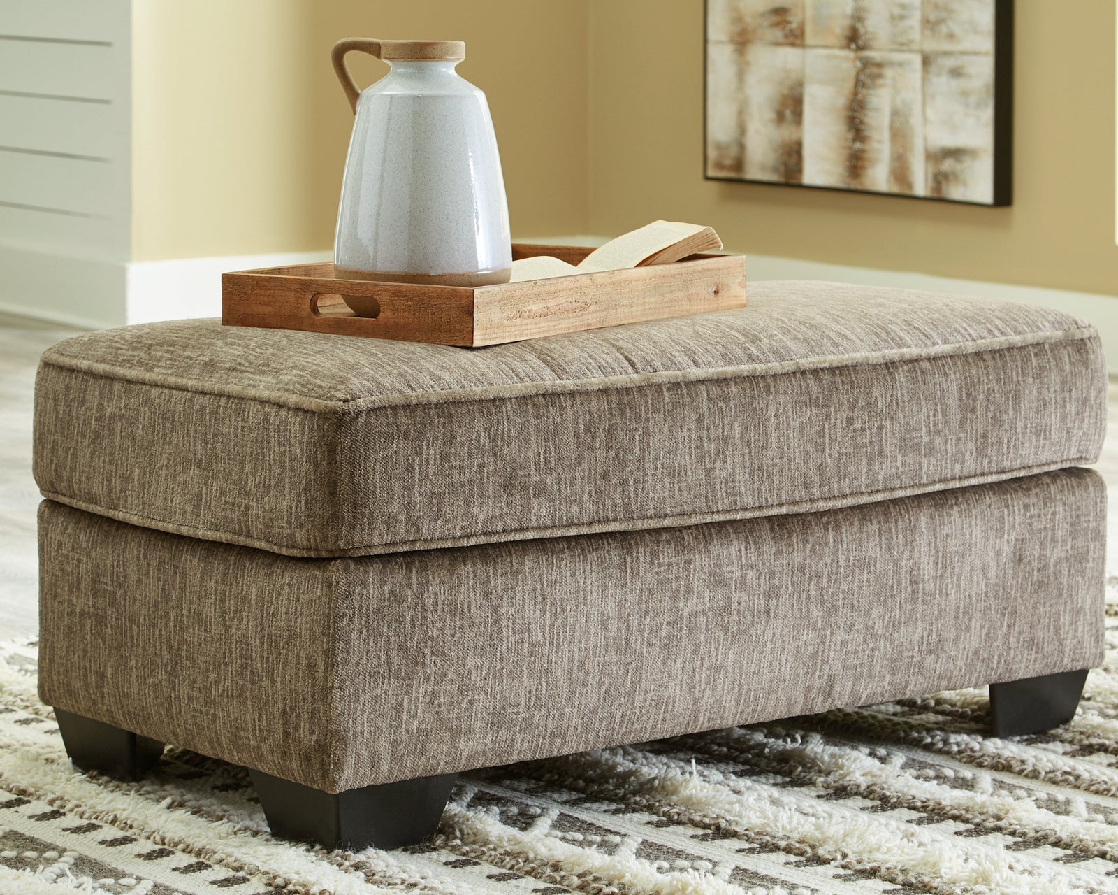 Olin Chocolate Chenille Ottoman