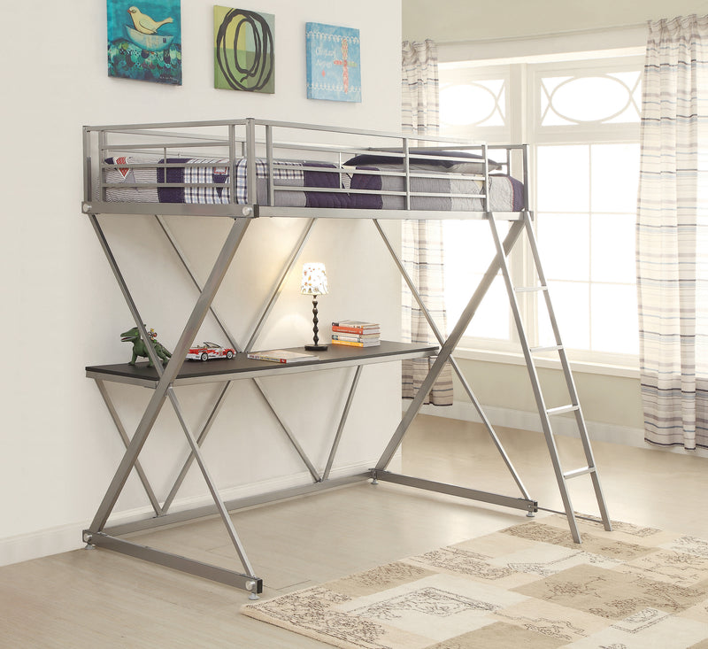 Hyde Full Workstation Loft Bed Silver