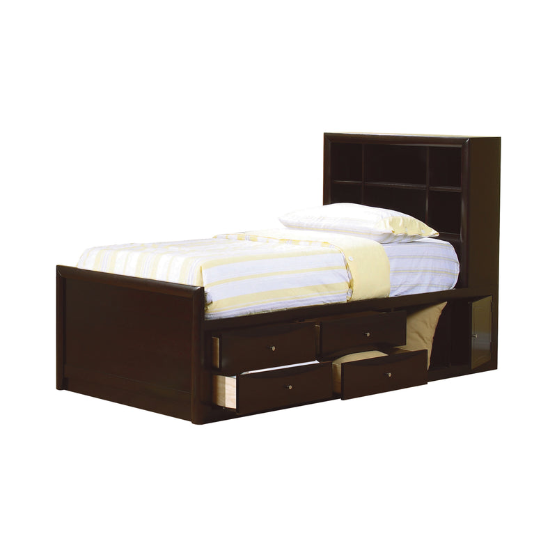 Phoenix Full Daybed With Bookcase And Storage Drawers Cappuccino