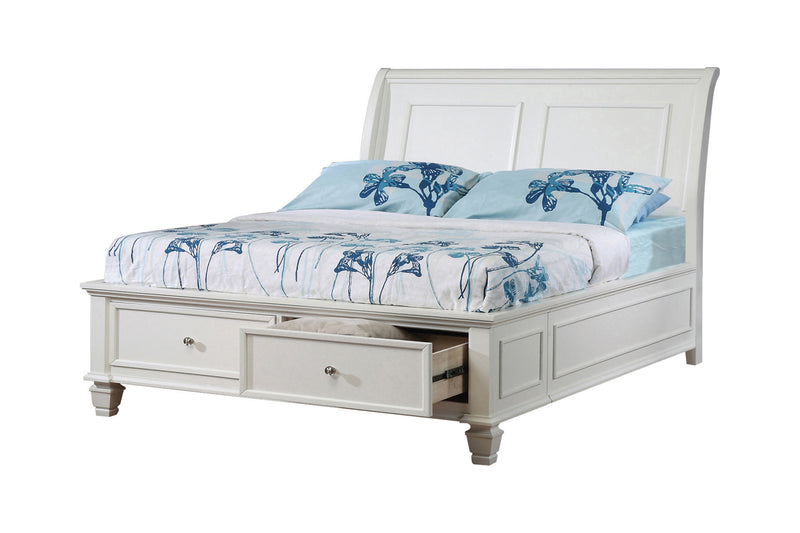 Selena Twin Sleigh Bed With Footboard Storage Buttermilk