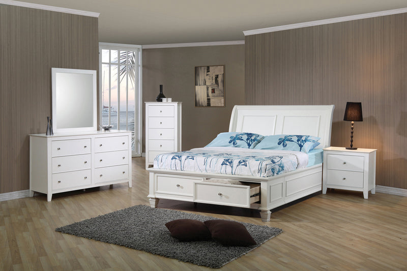 Selena Twin Sleigh Platform Bed Buttermilk