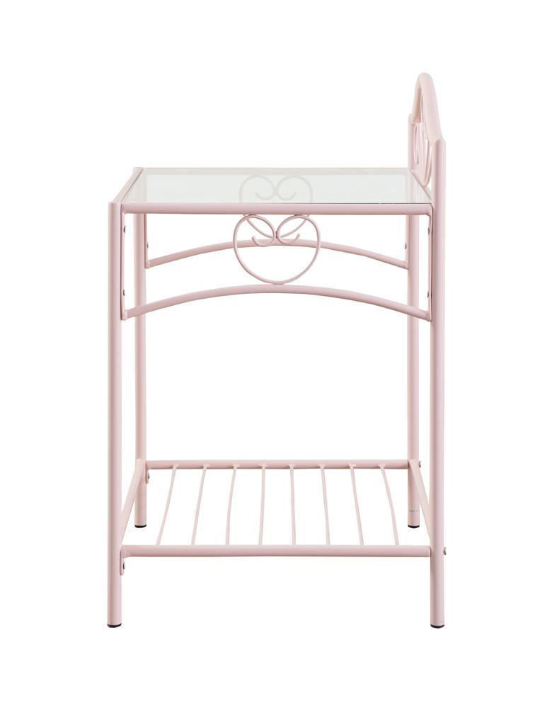 Massi 1 Shelf Nightstand With Glass Top Powder Pink