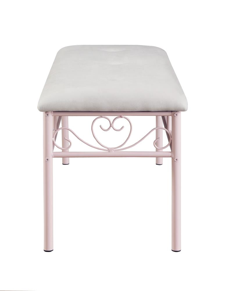 Massi Tufted Upholstered Bench Powder Pink