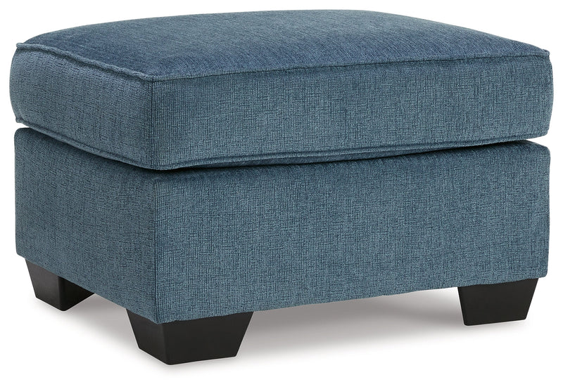 Cashton Blue Chenille Ottoman