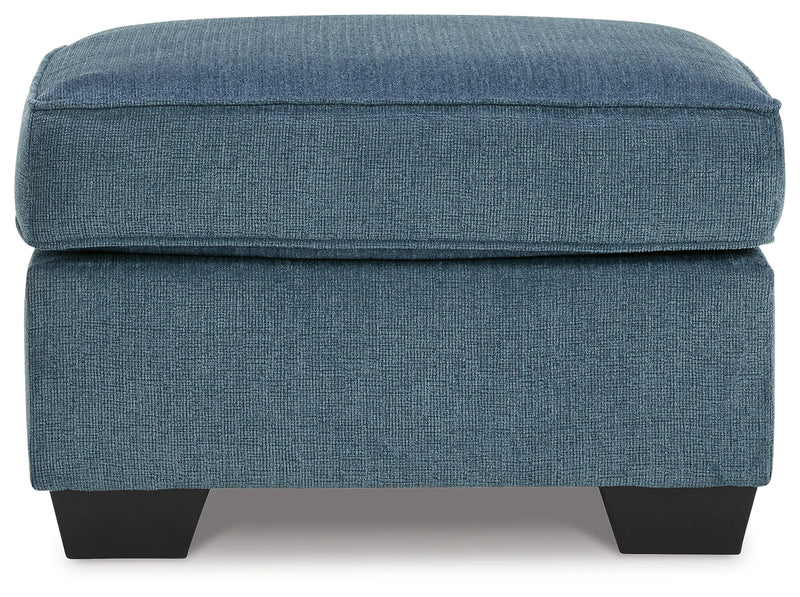 Cashton Blue Chenille Ottoman