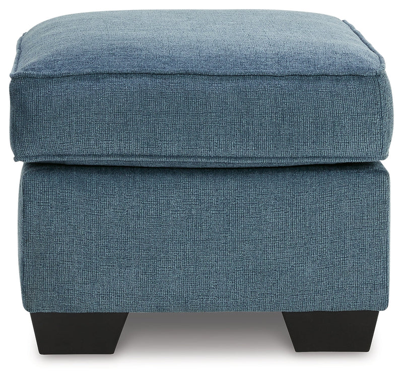 Cashton Blue Chenille Ottoman