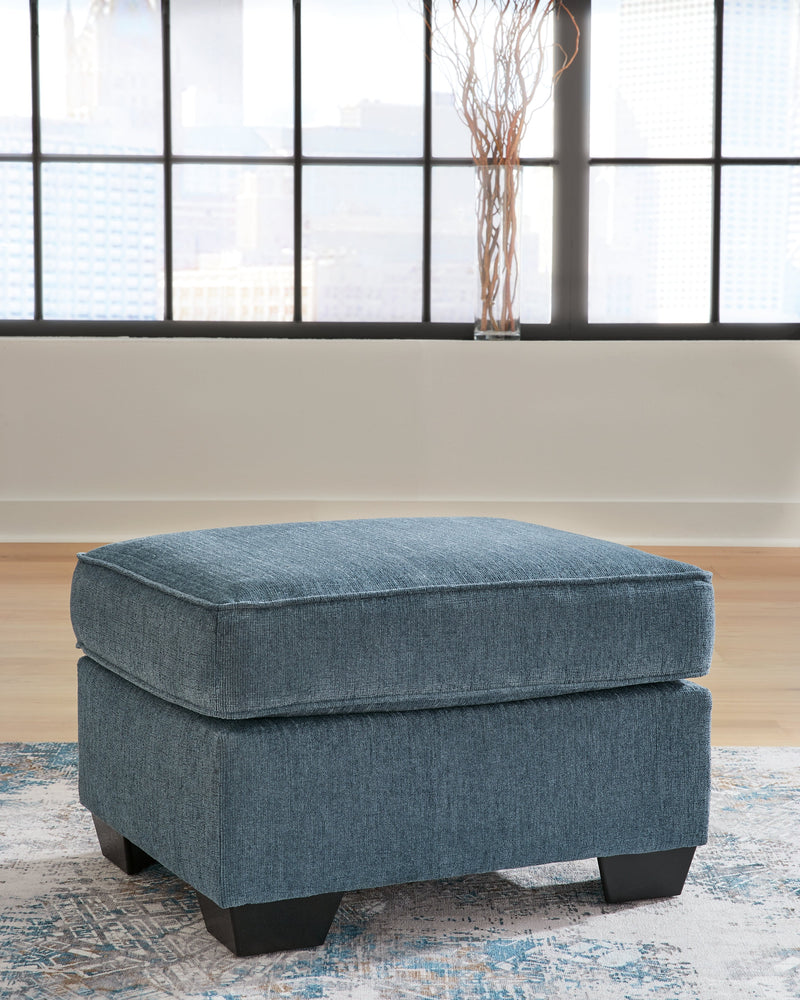 Cashton Blue Chenille Ottoman