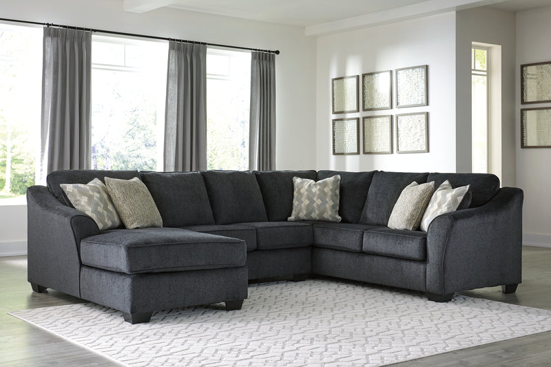 Eltmann Slate Chenille 3-Piece Sectional With Chaise 41303S5