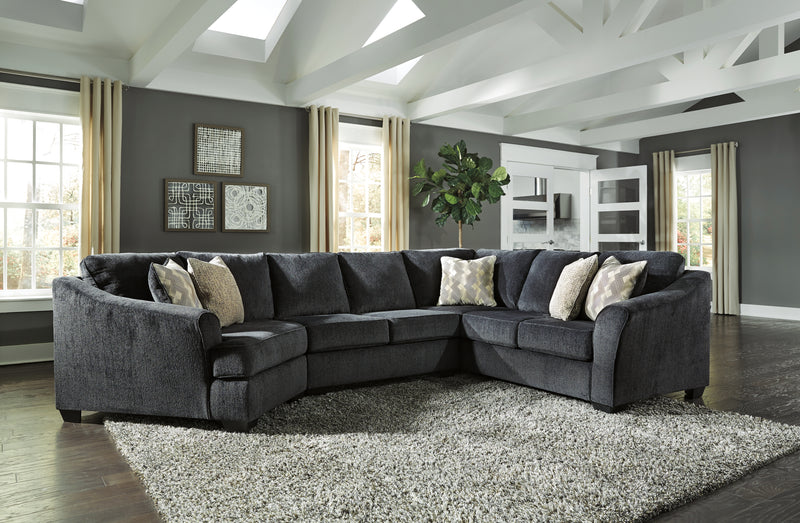 Eltmann Slate Chenille 3-Piece Sectional With Cuddler