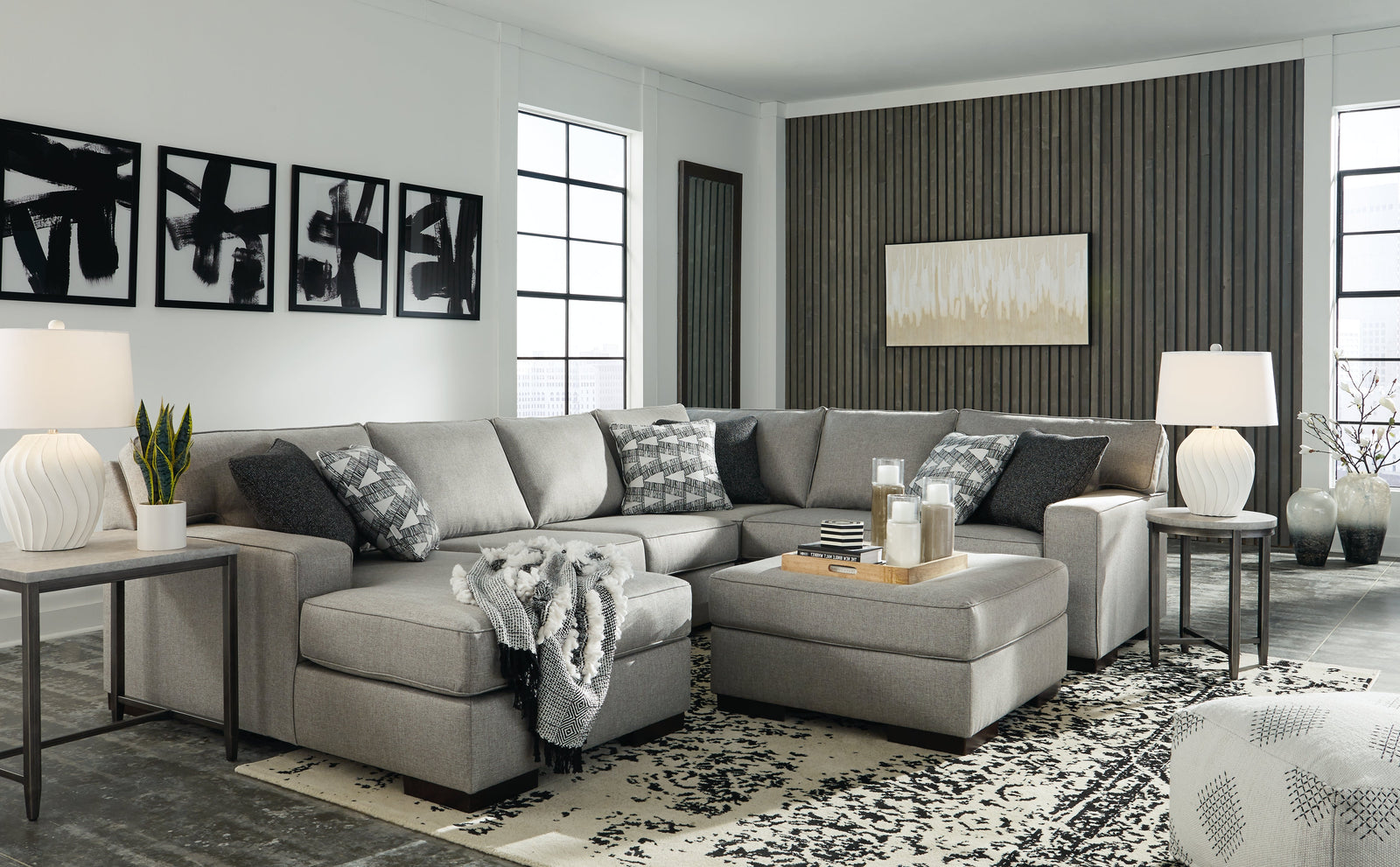 Marsing Slate Nuvella 2-Piece Sectional With Ottoman