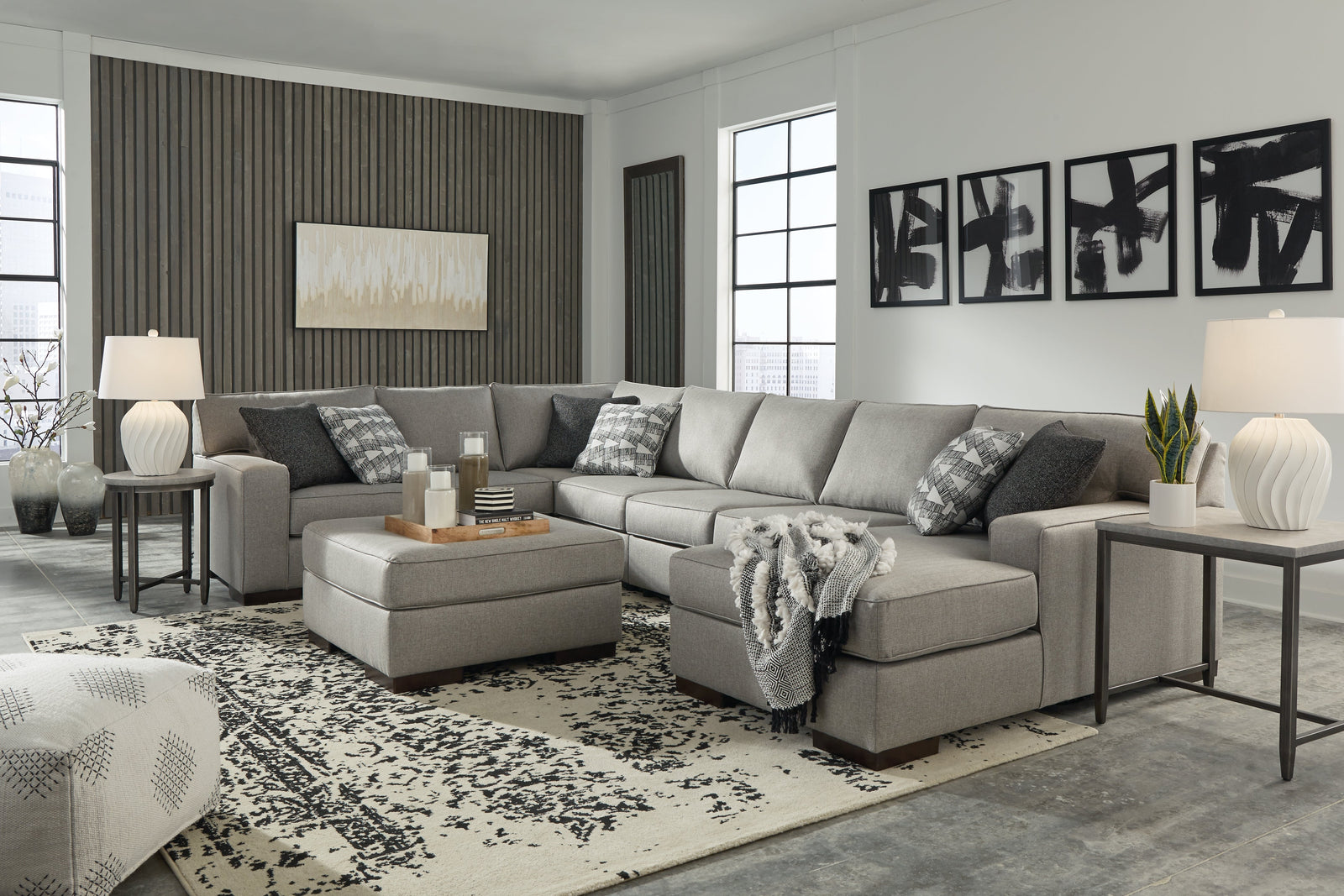 Marsing Slate Nuvella 4-Piece Sectional With Ottoman