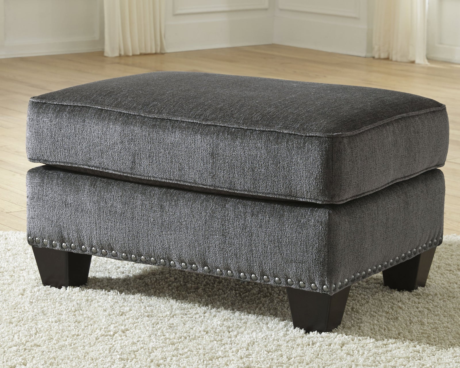 Gavril Smoke Chenille Ottoman