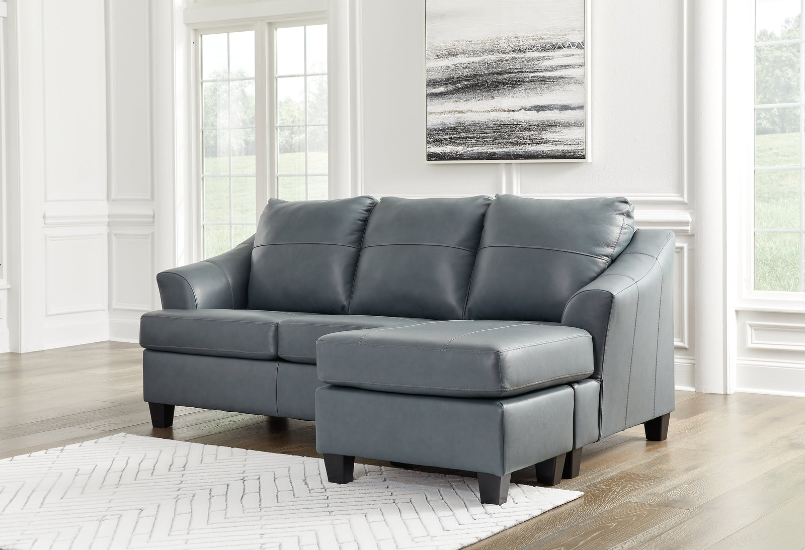 Genoa Steel Leather Sofa Chaise