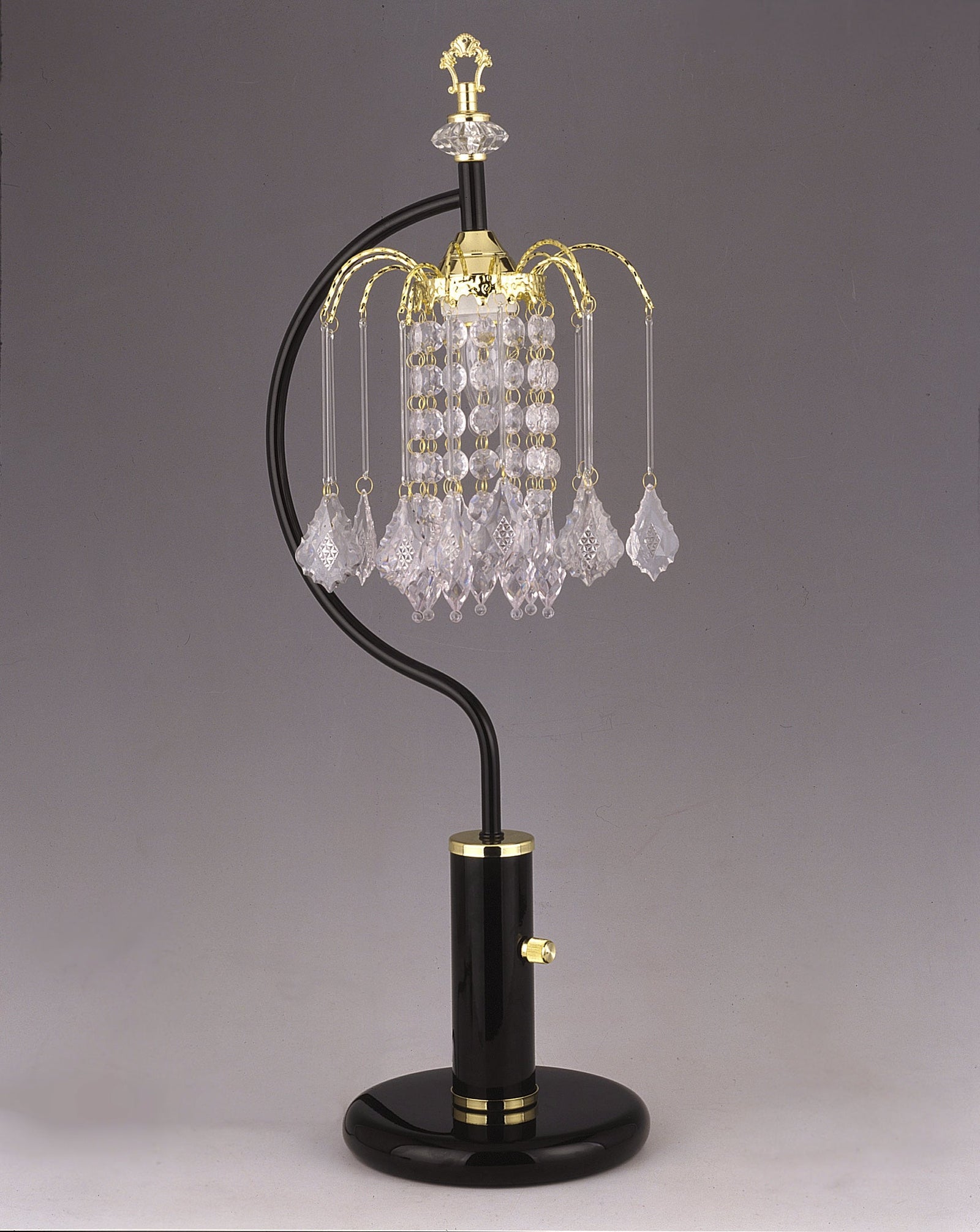 Rain Drop Black Chandelier Gold Finish Metal Crystal Table Lamp