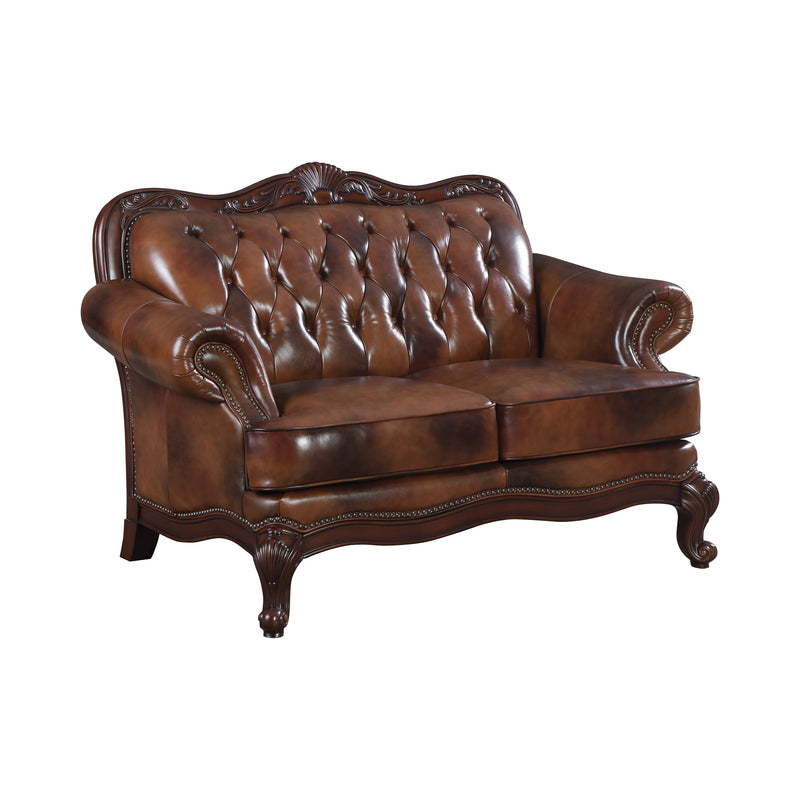 Victoria Tufted Back Loveseat Tri tone And Brown