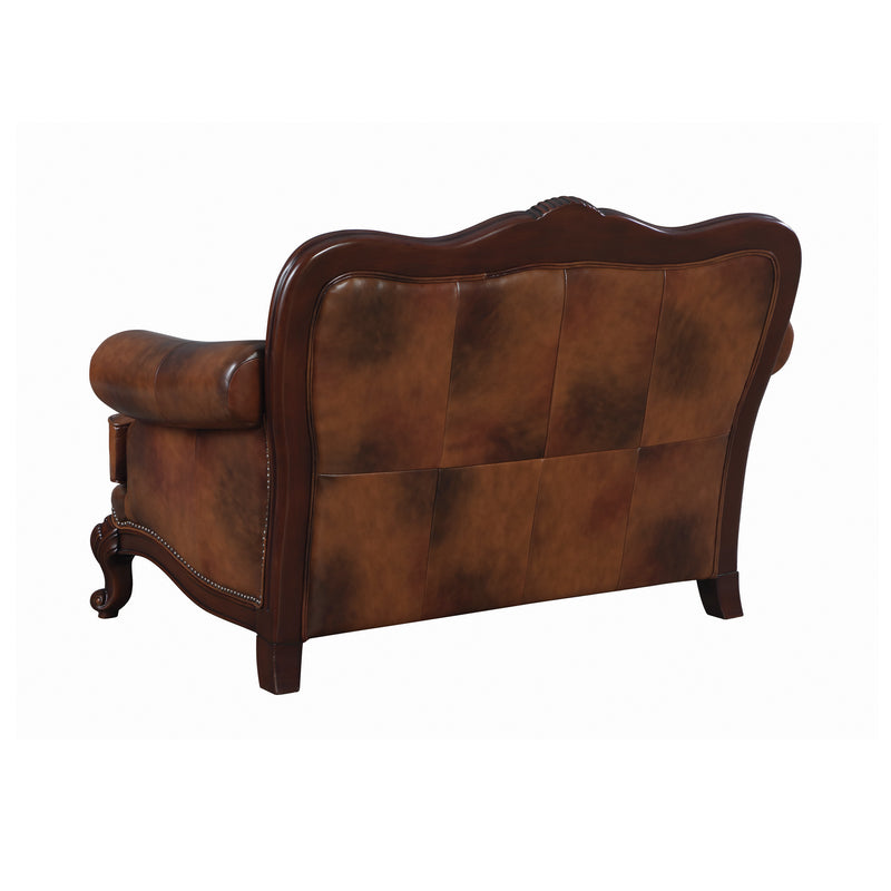 Victoria Tufted Back Loveseat Tri tone And Brown