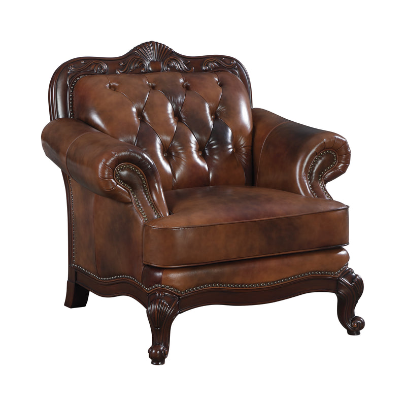 Victoria Tufted Back Loveseat Tri tone And Brown