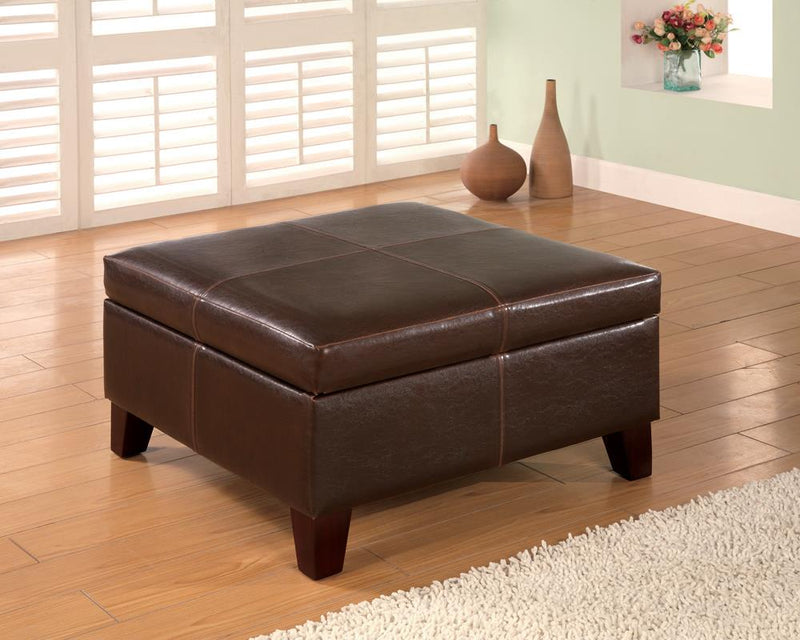 Square Storage Ottoman Dark Brown