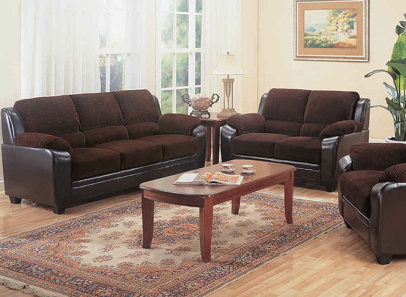 Monika Upholstered Living Room Set Brown