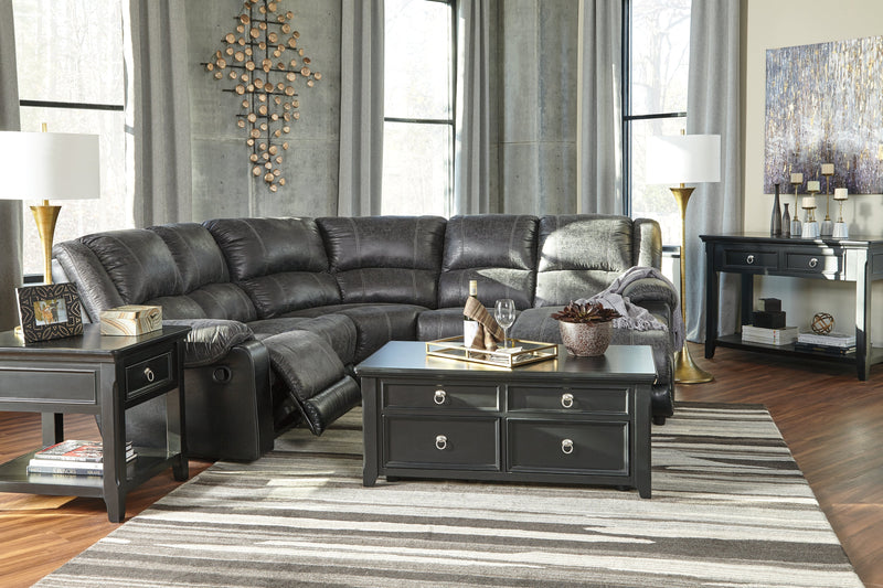 Nantahala Coffee Faux Leather 5-Piece Reclining Sectional With Chaise