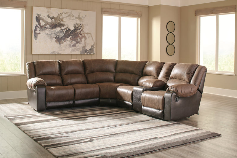 Nantahala Coffee Faux Leather 6-Piece Reclining Sectional