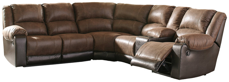 Nantahala Coffee Faux Leather 6-Piece Reclining Sectional