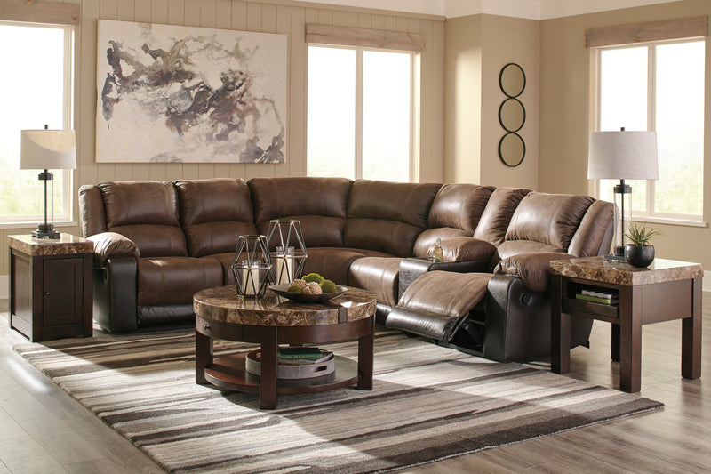 Nantahala Coffee Faux Leather 6-Piece Reclining Sectional