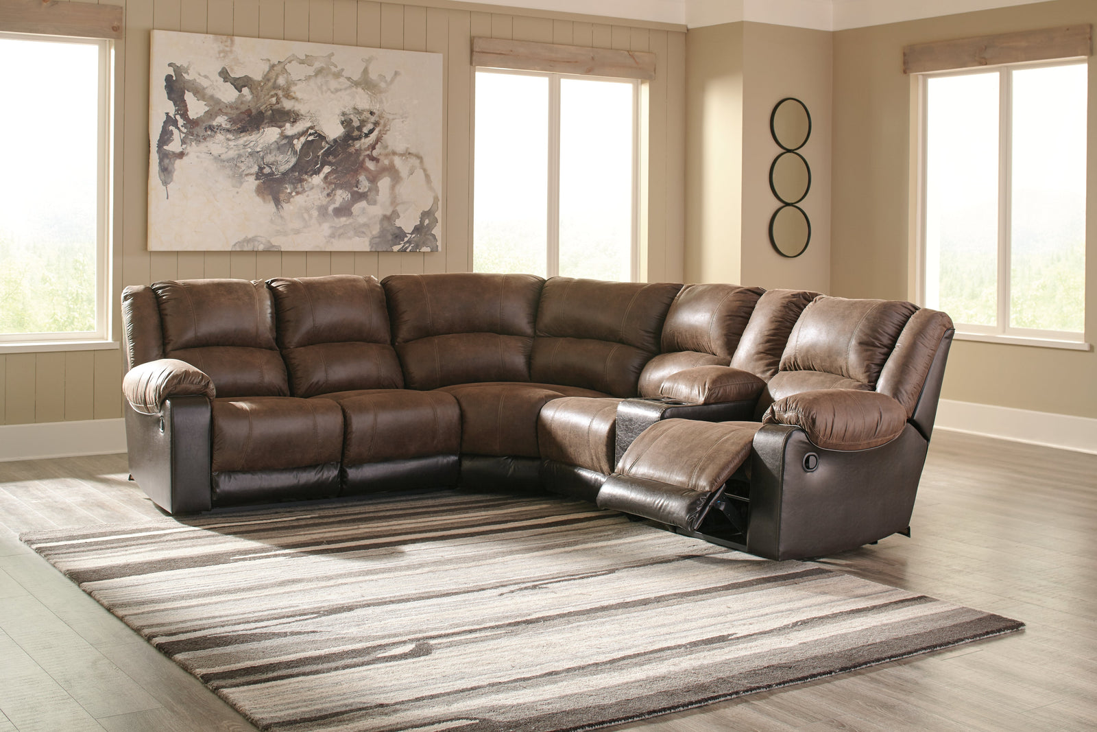 Nantahala Coffee 6-Piece Reclining Sectional