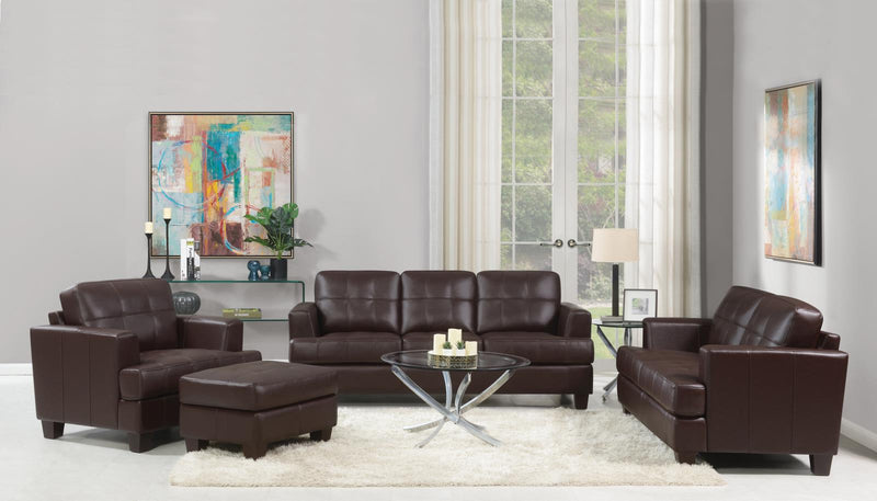 Samuel Tufted Ottoman Dark Brown