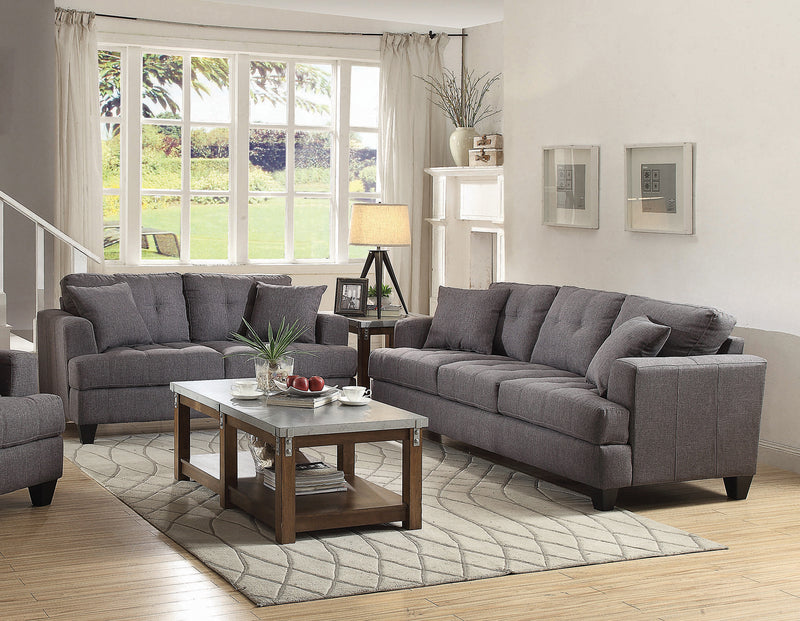 Samuel Biscuit Back Living Room Set Charcoal