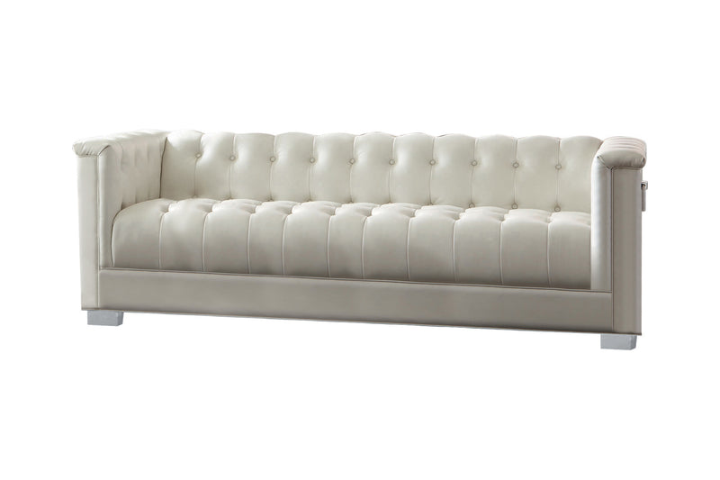 Chaviano Upholstered Ottoman Pearl White