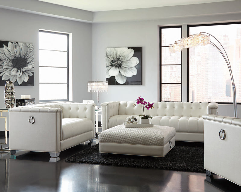 Chaviano 4-piece Upholstered Track Arm Sofa Set Pearl White