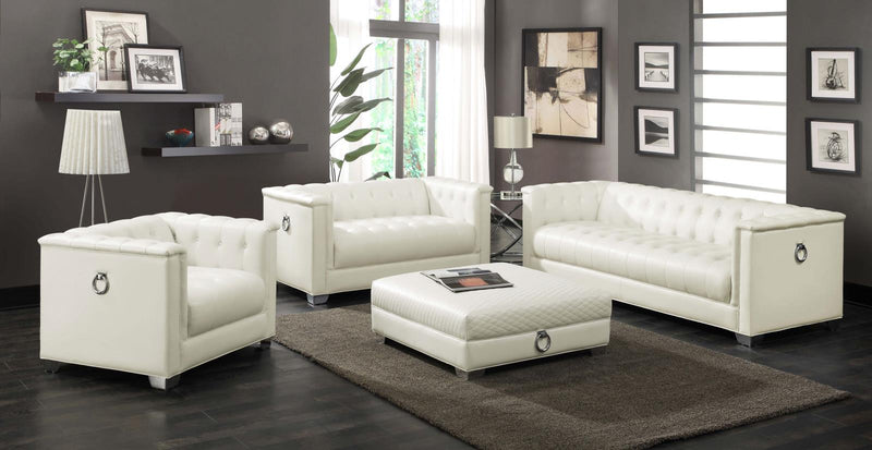 Chaviano 4-piece Upholstered Track Arm Sofa Set Pearl White