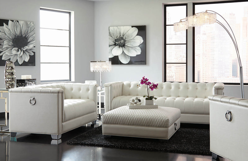 Chaviano 4-piece Upholstered Track Arm Sofa Set Pearl White