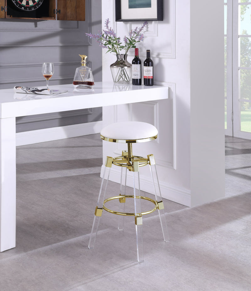 Venus White Faux Leather Adjustable Bar | Counter Stool